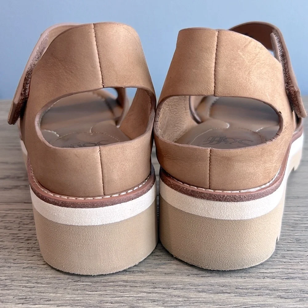 Sofft Pru Pinecone Tan Lug Sole Sandal Platform Sole Sandals Nubuck Size 8.5 - Picture 3 of 8